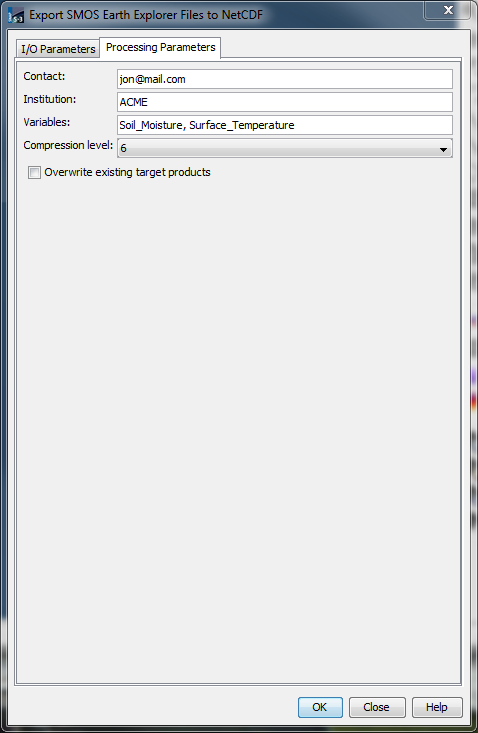 NetCDF Export GUI