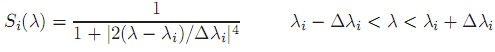 Spectral Response function for a CHRIS band